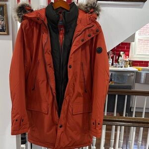 Michael Kors Men's Parka Coat with Faux Fur Trim